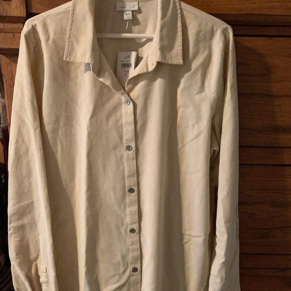 NWT $69 J.Jill pinwale corduroy tunic shirt blouse almond Large tall LT